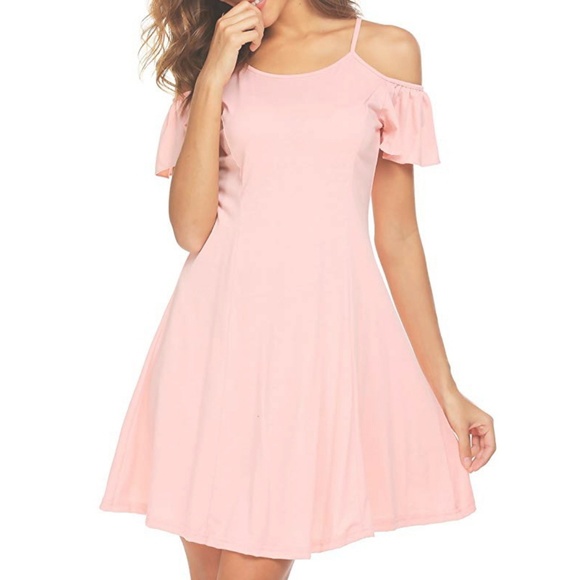NWT Cold Shoulder Blush Pink A-line Sundress - Picture 3 of 6